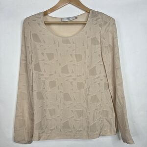 Robert Rodriquez Silk textured Long sleeve elevated basic Top